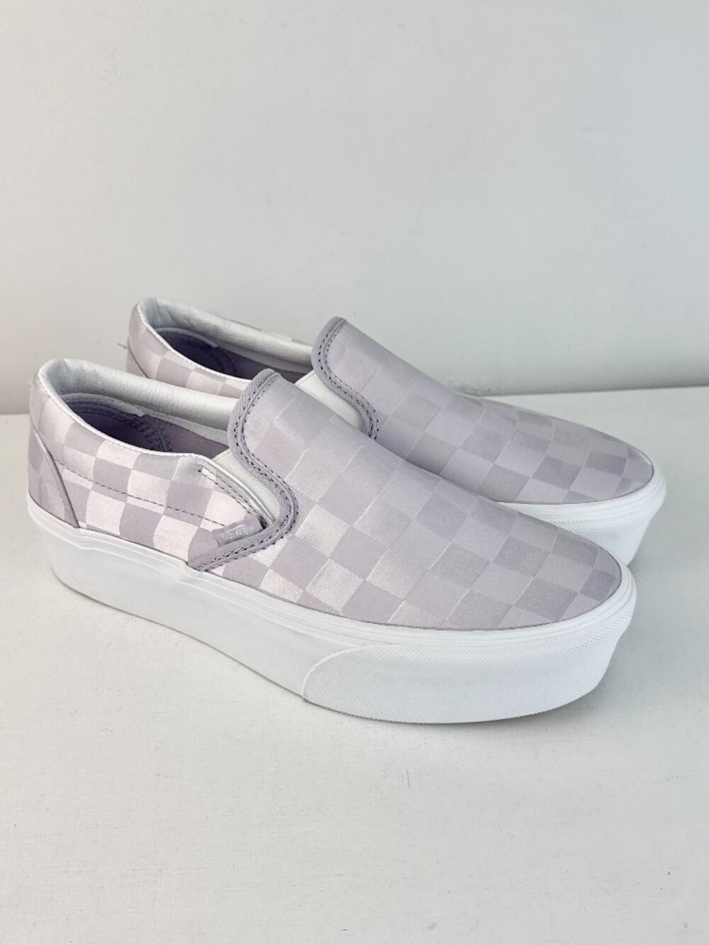 M8.5, W10 - Vans Classic Slip-On Stackform Checkerboard Shoes Lilac Purple